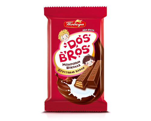 Шоколад молочный ПОБЕДА ВКУСА Dos Bros с хрустящей вафлей с молочной начинкой, Россия, 37г