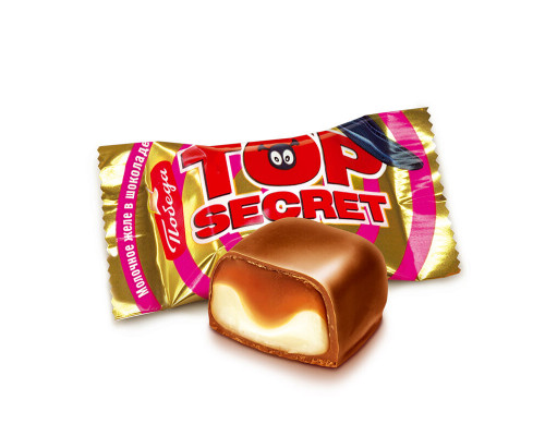 Конфеты желейные Топ сикрет со вкусом сгущёнки в молочном шоколаде