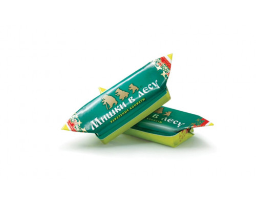 Конфеты вафельные Мишки в лесу с начинкой в горьком (72% какао) шоколаде, Россия, весовые