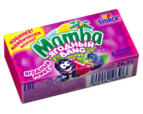 Конфета жевательная МАМБА Ягодный Bang, Германия, 26,5г