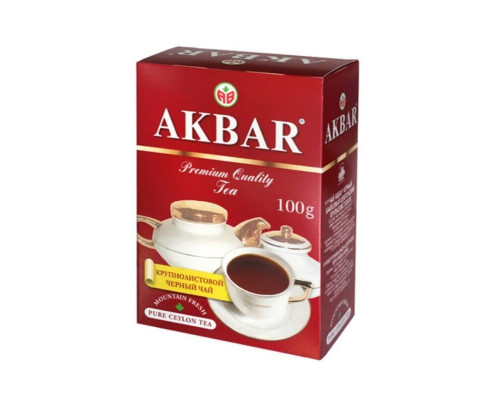 Чай AKBAR Красно-белая серия черный байховый цейлонский крупнолистовой, Россия, 100г