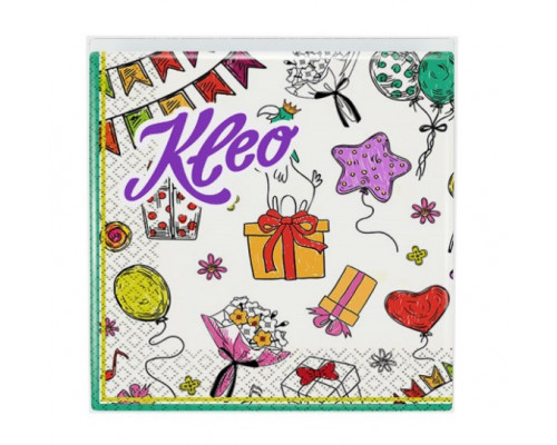 Салфетки бумажные KLEO белые с рисунком (ДР белые) 3 слоя 20 листов 33*33см