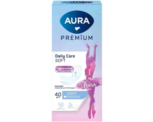 Прокладки ежедневные AURA Light ультратонкие женские 40шт, Китай