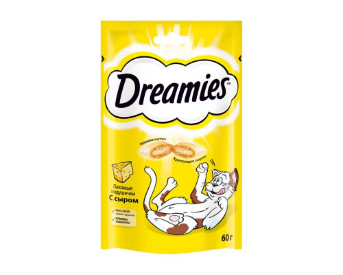 Лакомство для взрослых кошек DREAMIES Лакомые подушечки с сыром, Россия, 60г