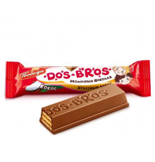 Шоколад молочный DOS BROS с хрустящей вафлей с молочной начинкой со вкусом кокоса, Россия, весовые