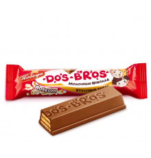 Шоколад молочный DOS BROS с хрустящей вафлей с молочной начинкой со вкусом попкорна, Россия, весовые