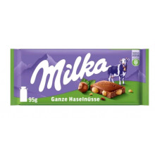 Шоколад молочный MILKA Цельный фундук, Германия, 95г