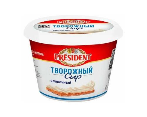 Сыр творожный PRESIDENT Сливочный 56%,Россия, 140г