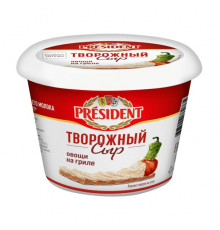 Сыр творожный PRESIDENT с наполнителем Овощи на гриле 54%, Россия, 140г