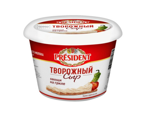 Сыр творожный PRESIDENT с наполнителем Овощи на гриле 54%, Россия, 140г