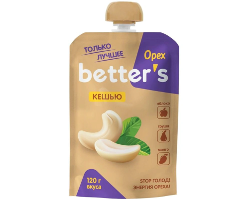 Десерт фруктовый Better's из яблок, груш, манго с кешью, Беларусь, 120г