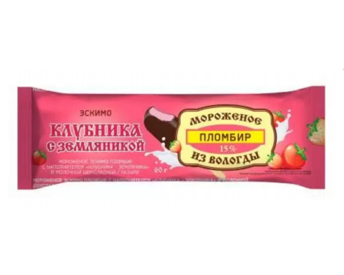 Мороженое пломбир Из Вологды эскимо клубника-земляника, Россия, 60г