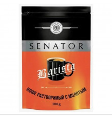 Кофе SENATOR Kilimanjaro barista растворимый сублимированный с добавлением кофе жареного молотого, Россия, 100г