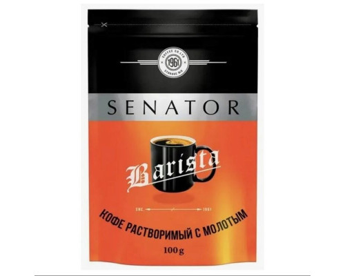Кофе SENATOR Kilimanjaro barista растворимый сублимированный с добавлением кофе жареного молотого, Россия, 100г