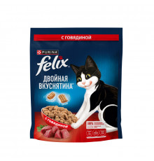 Корм сухой для взрослых кошек FELIX Двойная вкуснятина, с говядиной, полнорационный, Россия, 600г