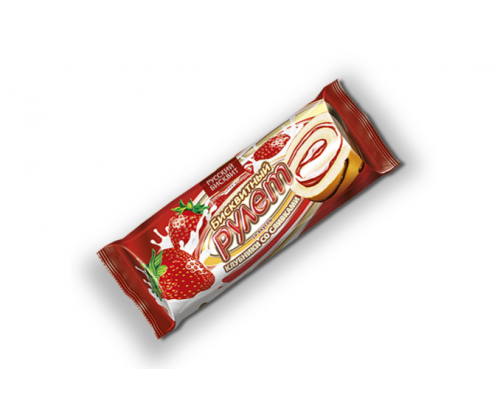 Рулет бисквитный РУССКИЙ БИСКВИТ со вкусом клубники, Россия,175г 