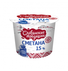Сметана СЛАВЯНСКИЕ ТРАДИЦИИ 15% без змж, Беларусь, 380г