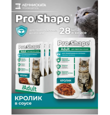 Корм консервир.для взрослых кошек PRO SHAPE 75г Adult кролик, для приверед,,полн,пауч