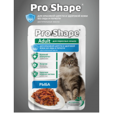 Корм консервир.для взрослых кошек PRO SHAPE Adult рыба, для красивой шерсти и здоровой кожи без зуда,полн,пауч, Россия, 75г