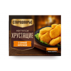 Наггетсы СТАРОДВОРЬЕ Хрустящие панировке п/ф из мяса птицы рубл.форм.зам, Россия,230г