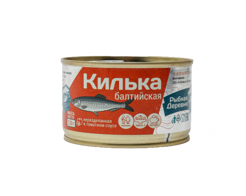Килька РЫБНАЯ ДЕРЕВНЯ балтийская неразделанная в томатном соусе, Россия, 230г