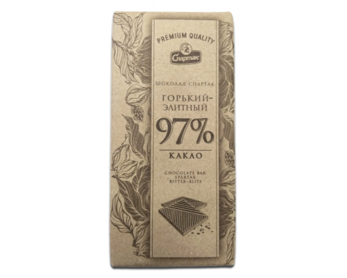 Шоколад горький-элитный СПАРТАК 97% какао, Беларусь, 75г