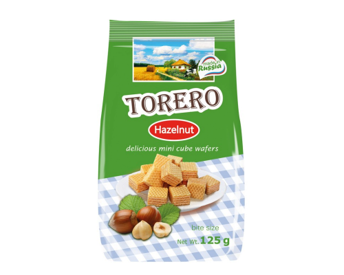 Вафли TORERO Нежные мини-вафли с орехом, Россия, 125г
