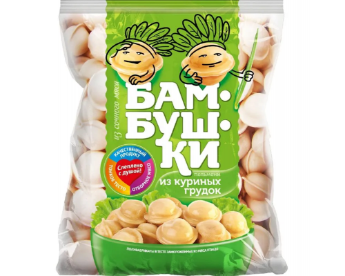 Пельмени БАМБУШКИ  из куриных грудок заморожоженные, Россия, 400г