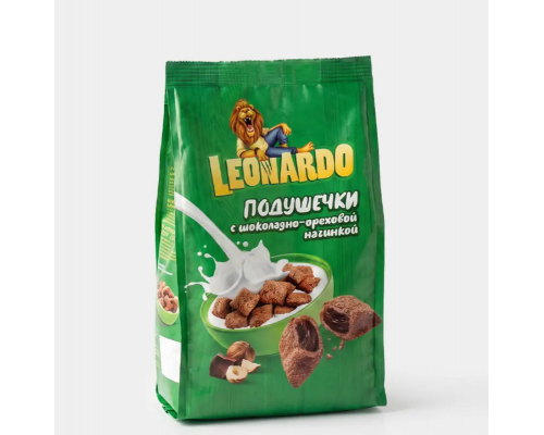 Завтраки готовые LEONARDO Подушечки с шоколадно-ореховой начинкой, Россия, 250г
