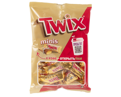 Конфеты TWIX Minis с печеньем и карамелью, покрытые молочным шоколадом, Россия, 184г