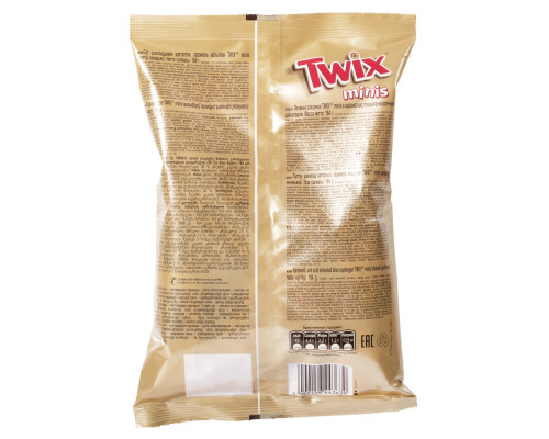Конфеты TWIX Minis с печеньем и карамелью, покрытые молочным шоколадом, Россия, 184г