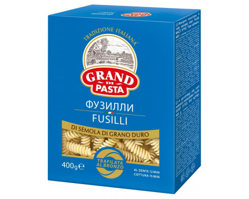Макаронные изделия GRAND DI PASTA Fusilli (Фузилли), группа А, высший сорт, Россия, 400г