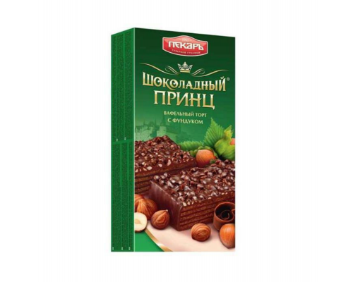 Торт вафельный ПЕКАРЬ Шоколадный принц с фундуком, Россия, 260г