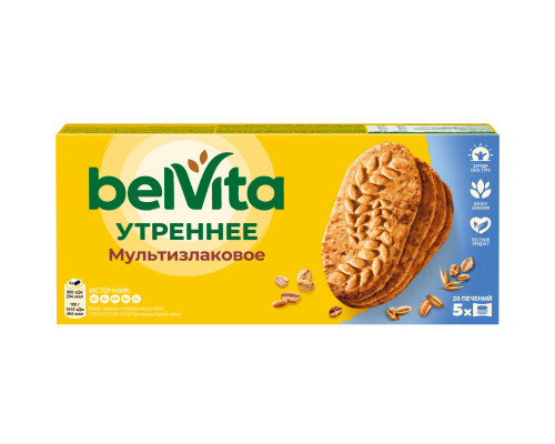 Печенье BELVITA Утреннее Мультизлаковое витаминизированное, Россия, 225г