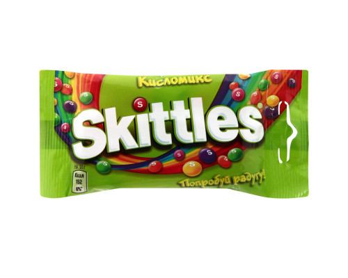 Драже SKITTLES Кисломикс, малина, ананас, мандарин, вишня и яблоко, Россия, 38 г