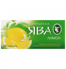 Чай ПРИНЦЕССА ЯВА Лимон зеленый, байховый, пакетированный, Россия, 37,5 г (25*1.5 г) 