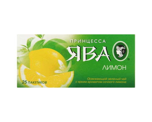 Чай ПРИНЦЕССА ЯВА Лимон зеленый, байховый, пакетированный, Россия, 37,5 г (25*1.5 г) 