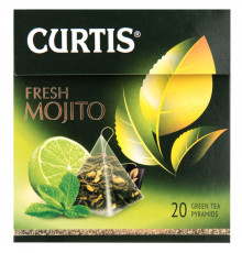 Чай CURTIS fresh mojito разовый, зелёный, листовой с мятой в пирамидках, Россия, 34 г (20*1,7 г) 