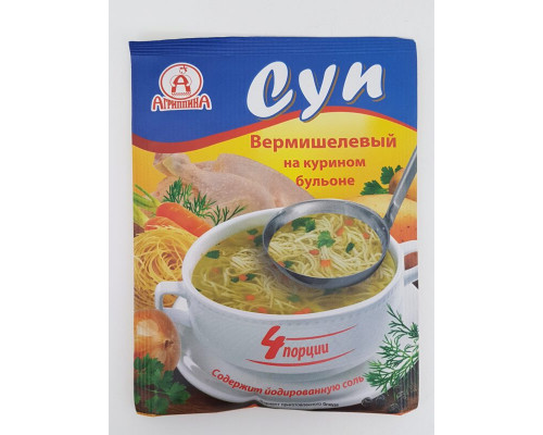 Суп  АГРИППИНА Вермишелевый на курином бульоне, 4 порции, Россия, 60г