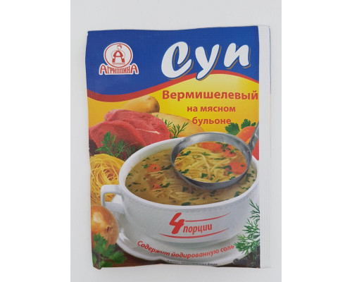 Суп  АГРИППИНА Вермишелевый на мясном бульоне, 4 порции, Россия, 60г
