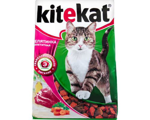 Корм сухой для взрослых кошек KITEKAT Телятинка аппетитная, полнорационный, Россия, 350г